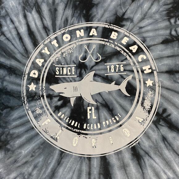 Colortone Daytona Beach Florida FL Shark Graphic Tie Dye LS Shirt Size M - Picture 2 of 4